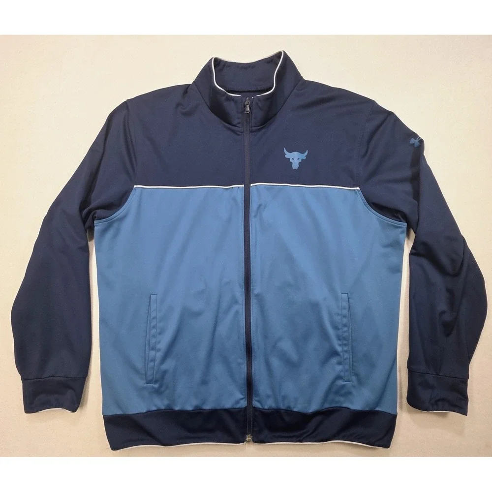 Project Rock Jacket Mens 2XL Blue Bull Track‎ Full Zip Under Armour LIMITED USE